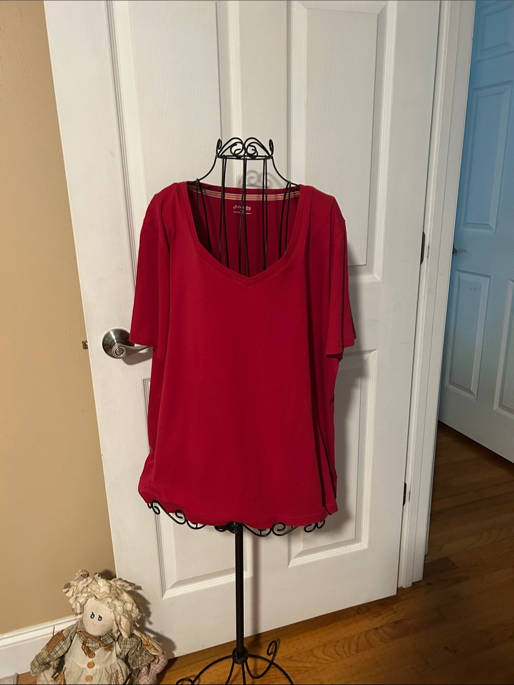 St. John's Bay Crimson V-Neck Short Sleeve Top